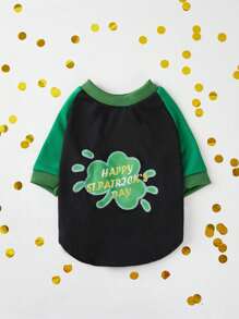 PETSIN 1 Pc St. Patrick's Day Clover & Letter Pattern Pet Sweatshirt In Green - Multicolor - View 1