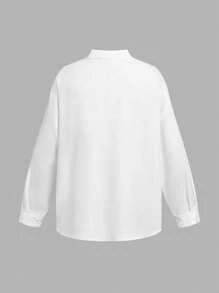 SHEIN EZwear 大码纯色细肩带吊带背心和夹克两件套，休闲 - 白色 - 查看 3