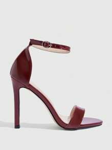 CUCCOO SZL Peep Toe Stiletto Burgundy Hoge Hak Strass Transparante Muiltjes, Sexy Ademende Zomer Dames Hoge Hak Sandalen