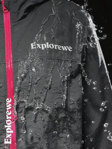 SHEIN 2pcs/Set Teenage Girl Letter Print Hooded Jacket And Mini Skirt