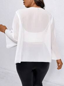 SHEIN LUNE Plus Size Women Ditsy Floral Lightweight Sheer Jacket For Summer