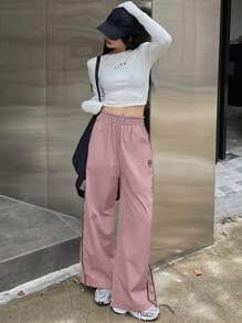 DAZY Pantalones casuales de unicolor para mujer, simples y de moda para uso diario - Rosa coral - Ver 5