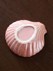 1pc Pearl Pink Shell Shape Jewelry Small Tray ,Ceramic Material Storage ,Small Plate, Necklace Container Ceramic Ring Holder, Display Tray,Desktop Tray ,Trinket Dish Key Ceramics Earring PlateBedroom Dresser Decoration, Gift For Valentine's Day,Wedding Decor - Pink - View 6