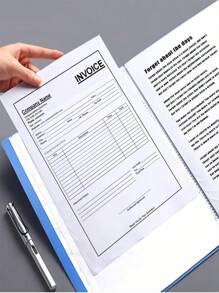 1pc A4 Size Blue Office Filing Folder With 100 Transparent Pockets,Back To School,School Supplies - Blue - View 7