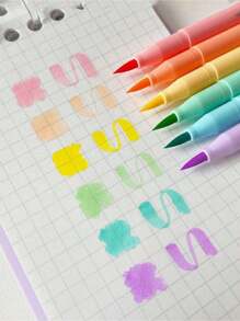 6 sztuk zestawów miękkich pędzelków do zakreślania, zestaw pisaków w odcieniu różu, zakreślacz do kolorowania, długopis do kaligrafii z powrotem do szkoły