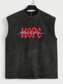 Manfinity RebelGame Men's Streetwear Knitted Acid-Washed Sleeveless Tank Top, Suitable For Everyday Wear - Red - View 1