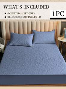 1件床裙，床上用品，床垫保护罩，床罩，床笠，舒适家纺，透气防起球床垫保护罩，超声波压花床罩，家居装饰，卧室/宿舍床罩，适用于所有床尺寸 - 单人床、双人床、大号床、特大号床，四季皆宜，可机洗，防尘床罩，不含枕头和枕套，秋季装饰，房间装饰，返校季 - 藍色 - 查看 2