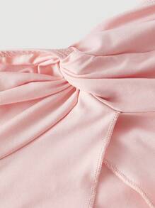 SHEIN MOD 2 Pieces Set: Pink Twist Bandeau Top And Long Midi Skirt - Pink - View 4
