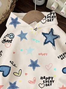 SHEIN Tween Girl Casual Loose Fit Crew Neck Long Sleeve Sweatshirt,In Fall/Winter - Multicolor - View 2