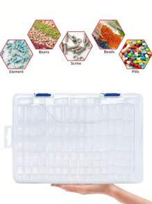 1 pieza Caja de almacenamiento transparente con múltiples rejillas, caja de almacenamiento de plástico multifuncional con mini estuches separados, solución para cuentas de pintura de diamantes DIY, encantos de arte y accesorios de joyería, ideal para manualidades DIY y almacenamiento de arte creativo - Blanco - Ver 8