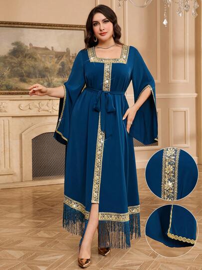 Al Najma Vestido casual estilo árabe para mujer de talla grande, moda minimalista para uso diario