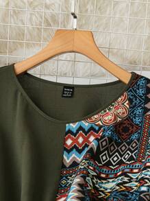 Lacomfia Modest Casual Retro Printed Patchwork Women's Arabic Style Dress