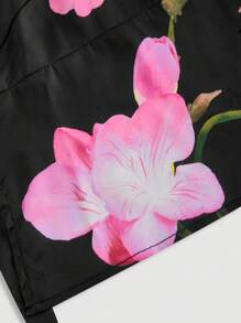 SHEIN MOD 女士蝴蝶结花卉上衣，斜纹花卉印花，度假，复活节女士，春假，女士夏季，优雅，波西米亚风，度假，海滩，女士西部装，可爱上衣，外出上衣，露背，蝴蝶结上衣，热带风情 - 彩色 - 查看 3