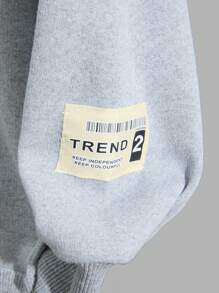 RueChic Ensemble regular de sweat-shirt à capuche et short avec détail de patchs pour hommes - Gris - Voir 3