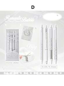 SHEIN 4pcs Soft Ribbon Gel Pens Set Ballet 0.38mm/0.5mm Ballpoint Quick-Dry Black Color Ink For Writing Gift Back To School