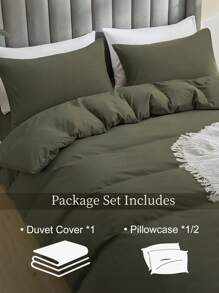 2/3件套床上用品，纯色床品，温馨房间装饰，柔软抗起球，透气防尘被套套装，1件被套+1/2件枕套，适用于单人床、双人床、大号床、特大号床、加州特大号床，适用于卧室、客房、宿舍，四季皆宜，可机洗，适合返校季、秋季装饰、房间装饰