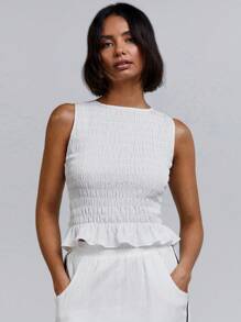 Athîral Women Linen Look Casual Side Stripe Sporty Shorts, Everyday Wear,Back To School Girls Outfits,Cute Tops School,White Top