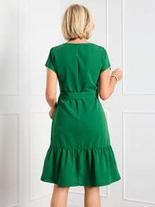 SHEIN LUNE 女士短袖纯色休闲迷你连衣裙