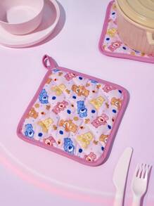 SHEIN X Care Bears Juego de manoplas de horno resistentes al calor con diseño de oso lindo, adecuadas para uso en la cocina y horneado.