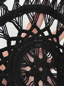 SHEIN CURVE+ Plus Size Washed Cotton Lace Back Long Black Dress Boho Vacation