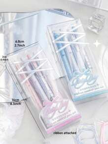 SHEIN 4pcs Soft Ribbon Gel Pens Set Ballet 0.38mm/0.5mm Ballpoint Quick-Dry Black Color Ink For Writing Gift Back To School
