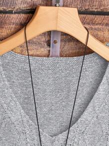 Franclia Women's Geometric Texture V-Neck Sleeveless Casual Knit Top - Grey - View 4