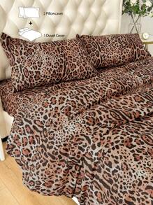 3pcs,100% Polyester,Leopard Print,Duvet Cover Set (1 Duvet Cover,2 Pillowcases), Without Filling,Modern Bedding Set For All Season,Lightweight, Airy, Cloud-Like Softness - Multicolor - View 5