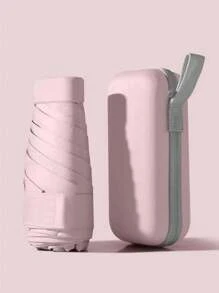 1 pieza Paraguas tipo cápsula con protección contra la lluvia y los rayos UV, portátil y súper mini con estuche, paraguas de bolsillo fácil de llevar para la escuela, la oficina, el hogar y los viajes