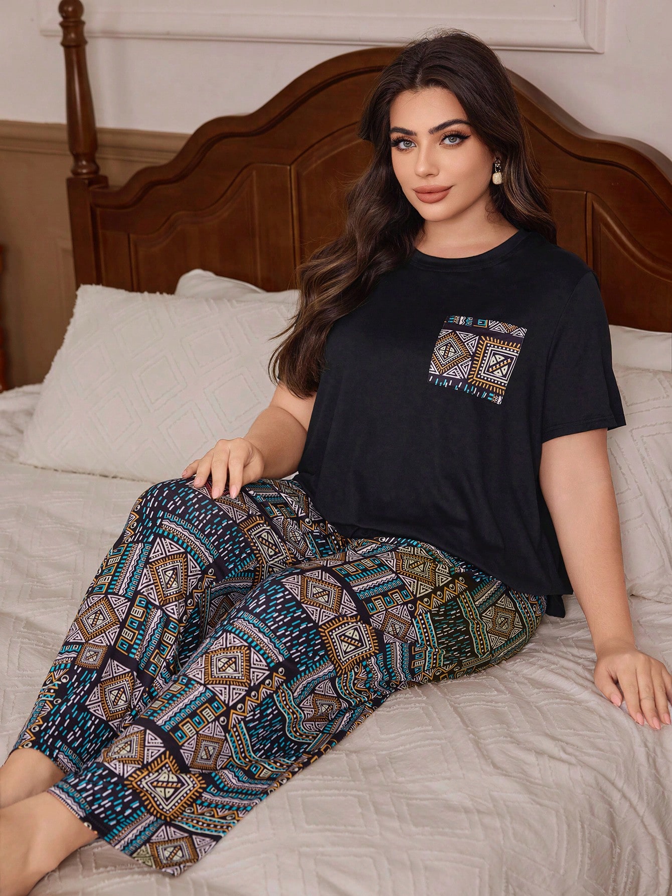 Trezura مجموعة ملابس نوم للمرأة بحجم كبير، ملابس ع...