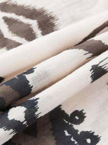 Ontre Áo thun nữ tay lỡ rộng rãi họa tiết hình học thường ngày Boho Bohemian - Màu be - Xem 9