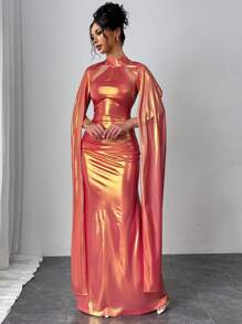 Chiquease 女士新款情人节晚礼服派对性感收腰修身露背百褶无袖交叉挂脖蝴蝶结优雅连衣裙 - 粉色 - 查看 5