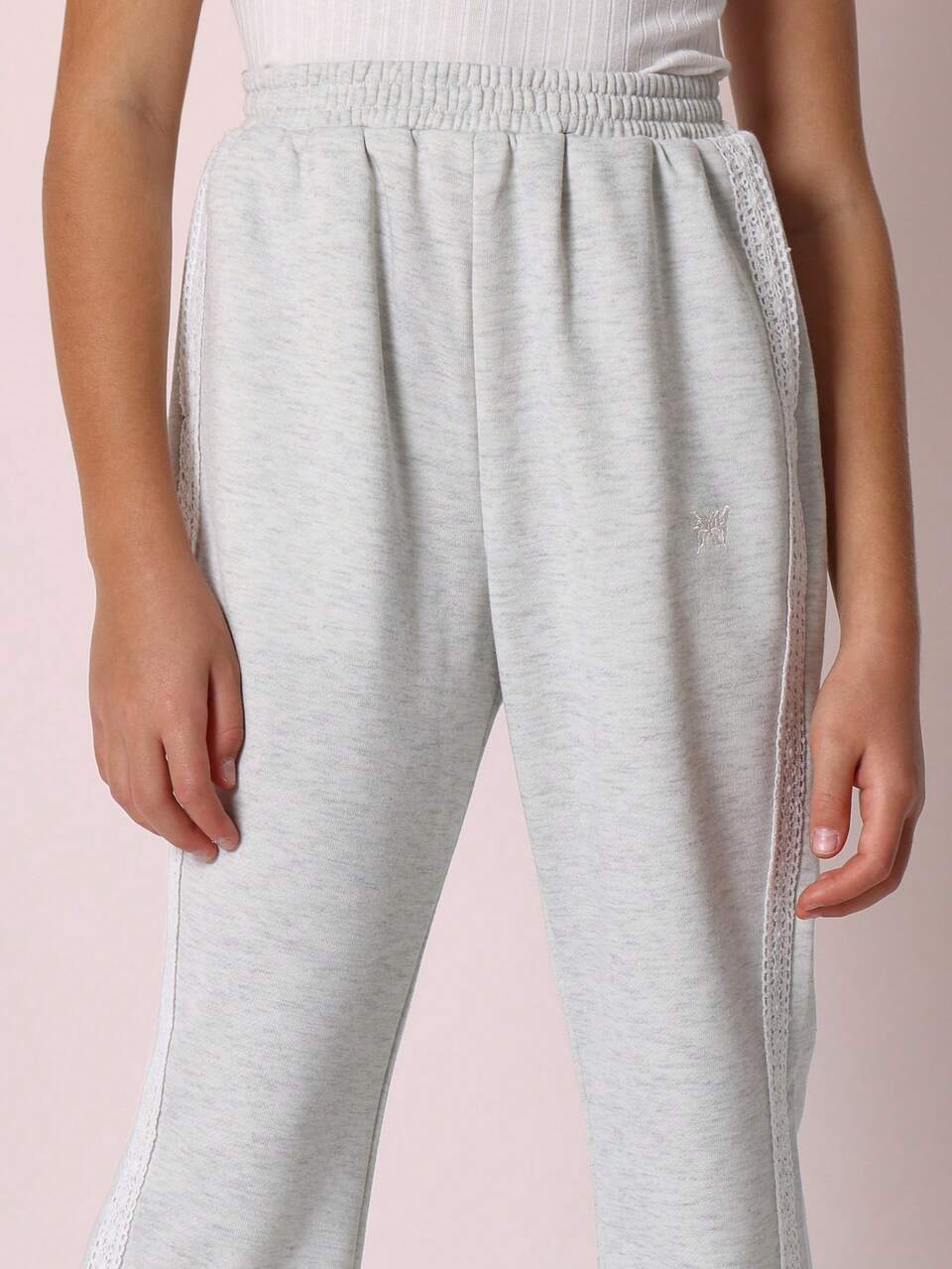 Side Crochet Panel Cozy Fleece Jogger Sweatpants