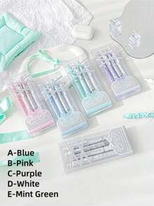 SHEIN 4pcs Soft Ribbon Gel Pens Set Ballet 0.38mm/0.5mm Ballpoint Quick-Dry Black Color Ink For Writing Gift Back To School