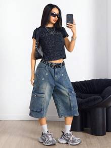 Coolane Girls Vintage Daily Wear Graphics Washed Grunge Crop Tops