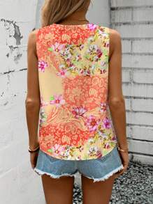 SHEIN LUNE Top tipo tank con estampado floral para vacaciones en la playa, adecuada para el verano