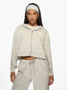 MISSGUIDED Oversized Zip Up Active Hoodie Studio Performance Fitness Workout Sweatshirt Athletic Athleisure Loungewear Gym Fall Winter Sports