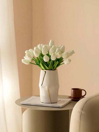 5/6/10/20pcs White Flowers Artificial Tulip,Fake Flowers,White Tulip Silk Flowers, Suitable For Mother's Day Gifts, Table Decoration, Wedding, Party, DIY Flower Bouquet, Home Decor, Artificial Plastic Flowers, Decorations, Wedding Decorations,Easter Spring Wreath Wedding Bouquet Back To School Room Decor School Supplies