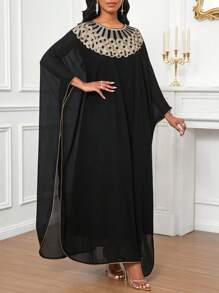 SHEIN Lady Simple Spring & Summer Vacation Dress For Women, Elegant Ladies Long Dress For Summer - Black - View 6