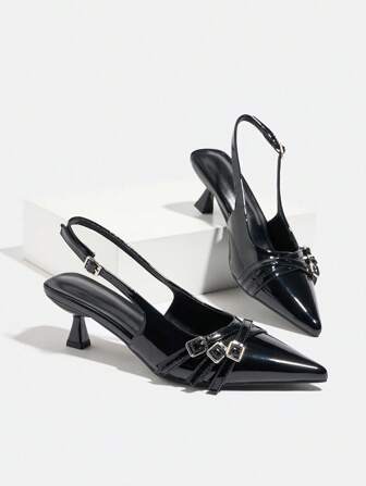 CUCCOO BIZCHIC Chaussures de fête à bout pointu, talon fin aiguille, sans lacet, avec bride arrière. Printemps & Été