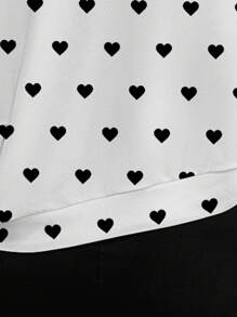 SHEIN LUNE 2件套大码女式休闲心形印花落肩长袖运动衫和无袖连衣裙 - 白色 - 查看 6