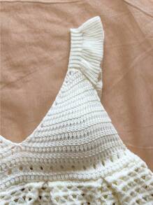 Soleia 女士纯色甜心领无袖休闲针织毛衣 - 白色 - 查看 3