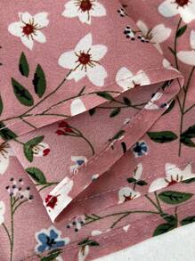 Elenzga 大码优雅碎花泡泡袖连衣裙 - 粉色 - 查看 6