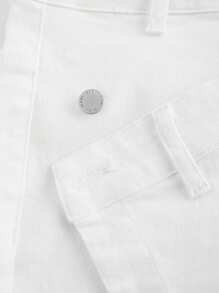 SHEIN MOD Women Plus Size White Denim Stretch Bodycon Mini Skirt - White - View 3