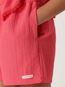 SUMWON Oversized Ruffle Summer Playsuit Flutter Sleeve Square Neck Design Girls Outfit Youth Fashion Breathable Beach Vacation Cute Holiday Dress - Coral Pink - View 5