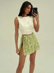 Aloruh Women's Casual Minimalist Skirt, Suitable For Daily Wear - Green - View 6