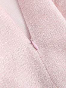 SHEIN Unity Women Off Shoulder Solid Color Simple Fitted Short Casual Dress - Pink - View 4
