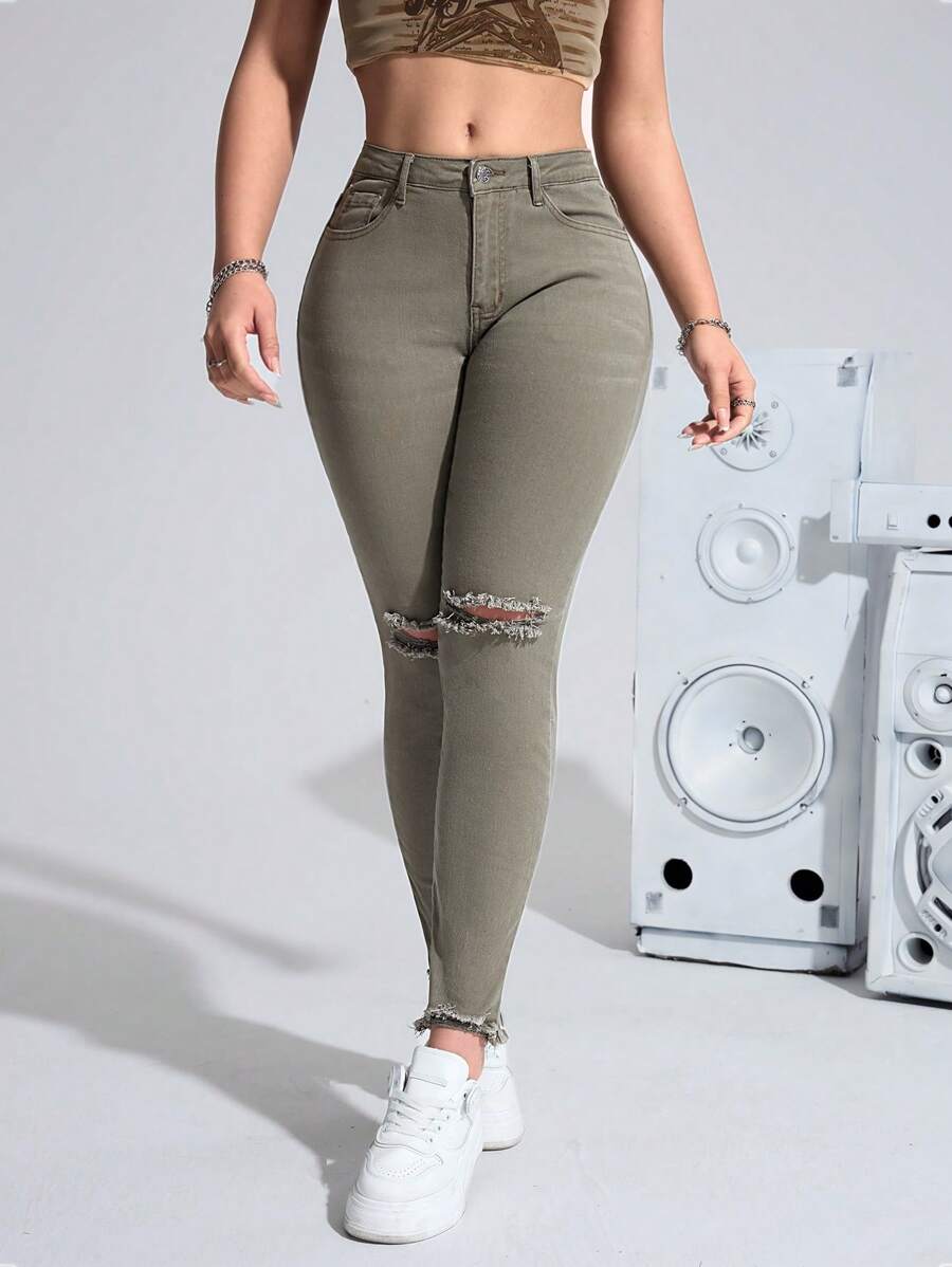 Flexra Classic Casual Denim Jeans - Army Green - View 1