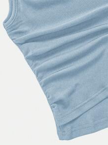 GlowEve Women's Casual Solid Color Tie-Waist Wrap Top And Pants 2 Pieces Set - Baby Blue - View 8