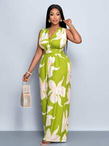 SOLERSUN Plus Size Spring And Summer Fashion, Elegant And Sexy, Valentine's Day, Wedding Season Party, Music Festival, Beach, Seaside Vacation, Romantic Date, Halter Neck Tie, Cross Waist Tie - Green - View 2