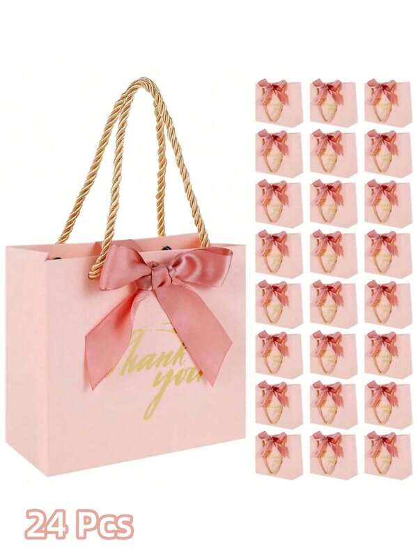 SHEIN 24 Bolsas de regalo para bodas, decoración de obsequios, pequeñas bolsas de agradecimiento para invitados, cajas de regalo para fiestas de cumpleaños, navidad, San Valentín